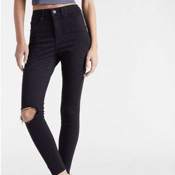 NWT Express High Wasited Black Ripped Skinny Jeans